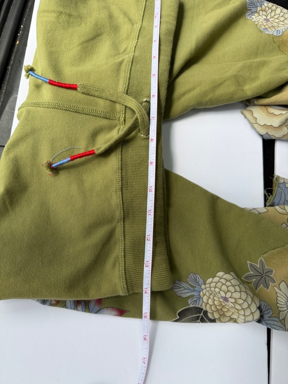 Paparazzi Olive/flowered French Terry stretch waist pants - Picture 11 of 13